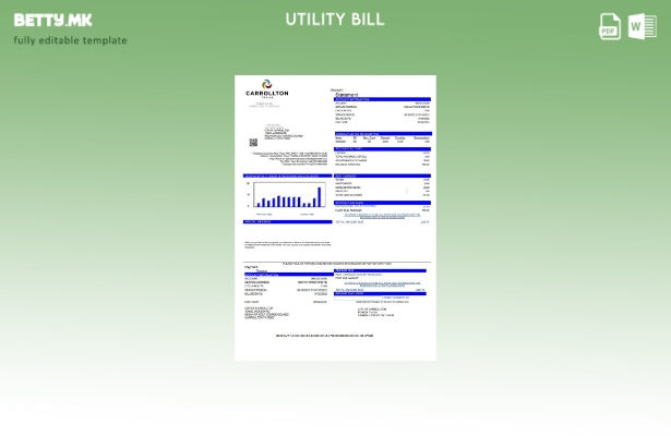 Модерен стил шаблон за сметки за комунални услуги во САД Тексас Керолтон